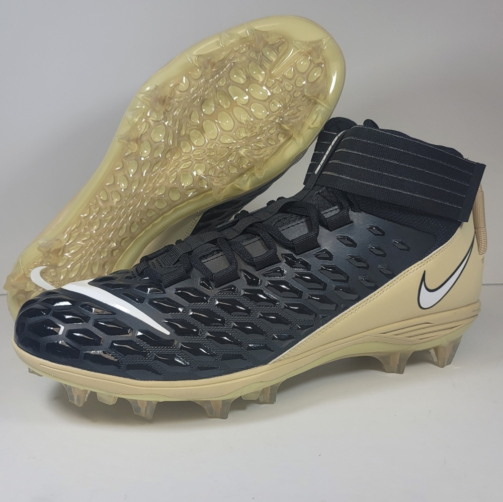 NIKE Force Savage Pro 2 Black Gold Football Cleats Men's Size 14 Saints Rare